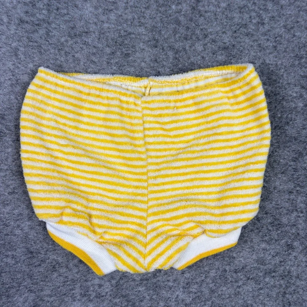 Health-tex Bloomers Unisex 3 Months Yellow White Striped Terry Cloth Vintage 80s